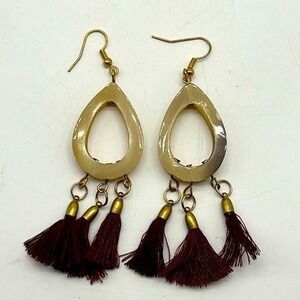 NEW unbranded brown and gold fashion tassel earrings